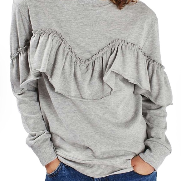 Ruffle Pullover Top Pink & Grey - Picture 6 of 11